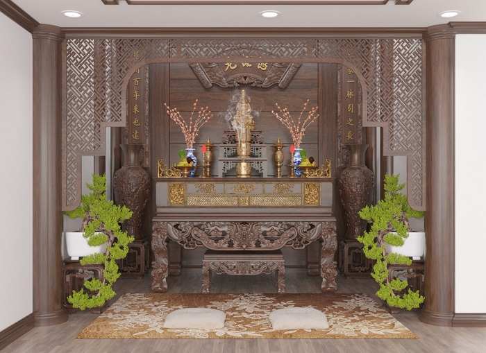 Bàn thờ Phật Tam Cấp với thiết kế tinh tế, bắt mắt