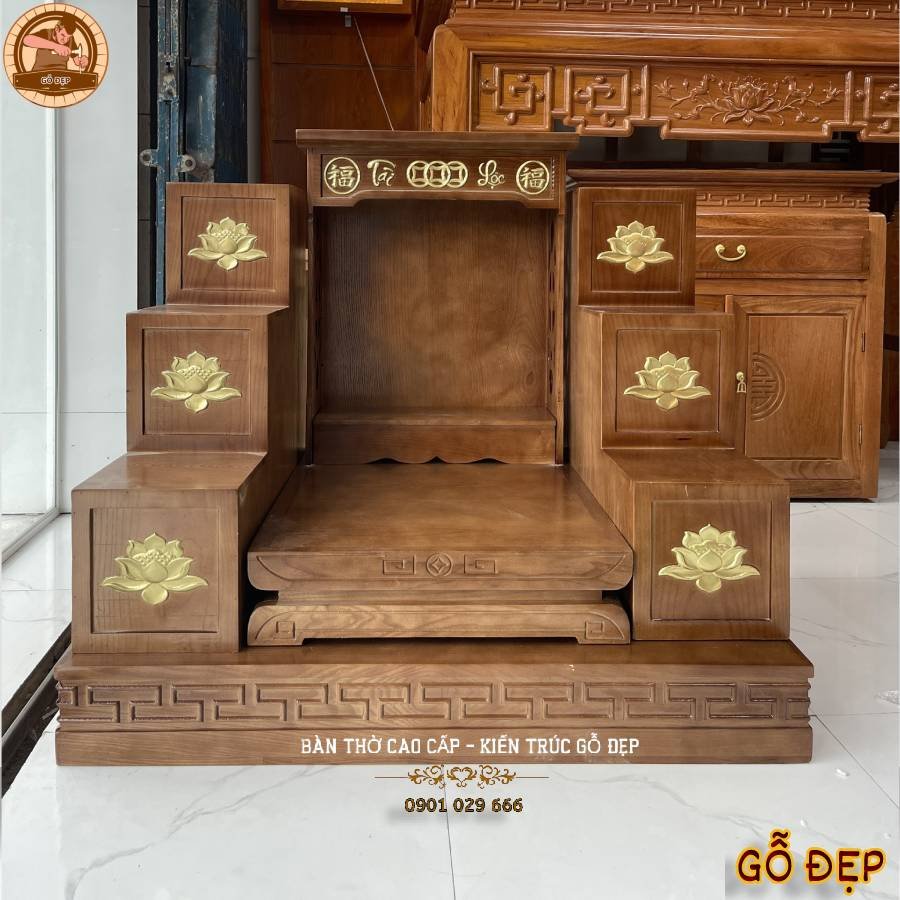 Mẫu bàn thờ thần tài mang ý nghĩa phù hộ cho công việc may mắn diễn ra suôn sẻ