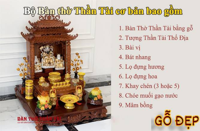 Bàn thờ thần tài bao gồm những gì?