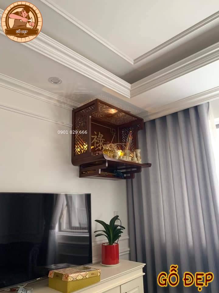 Bàn thờ treo tường gỗ sồi