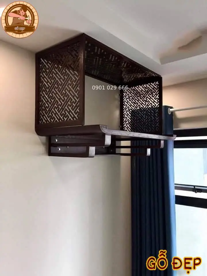 Bàn thờ treo tường gỗ gụ hiện đại, bền bỉ