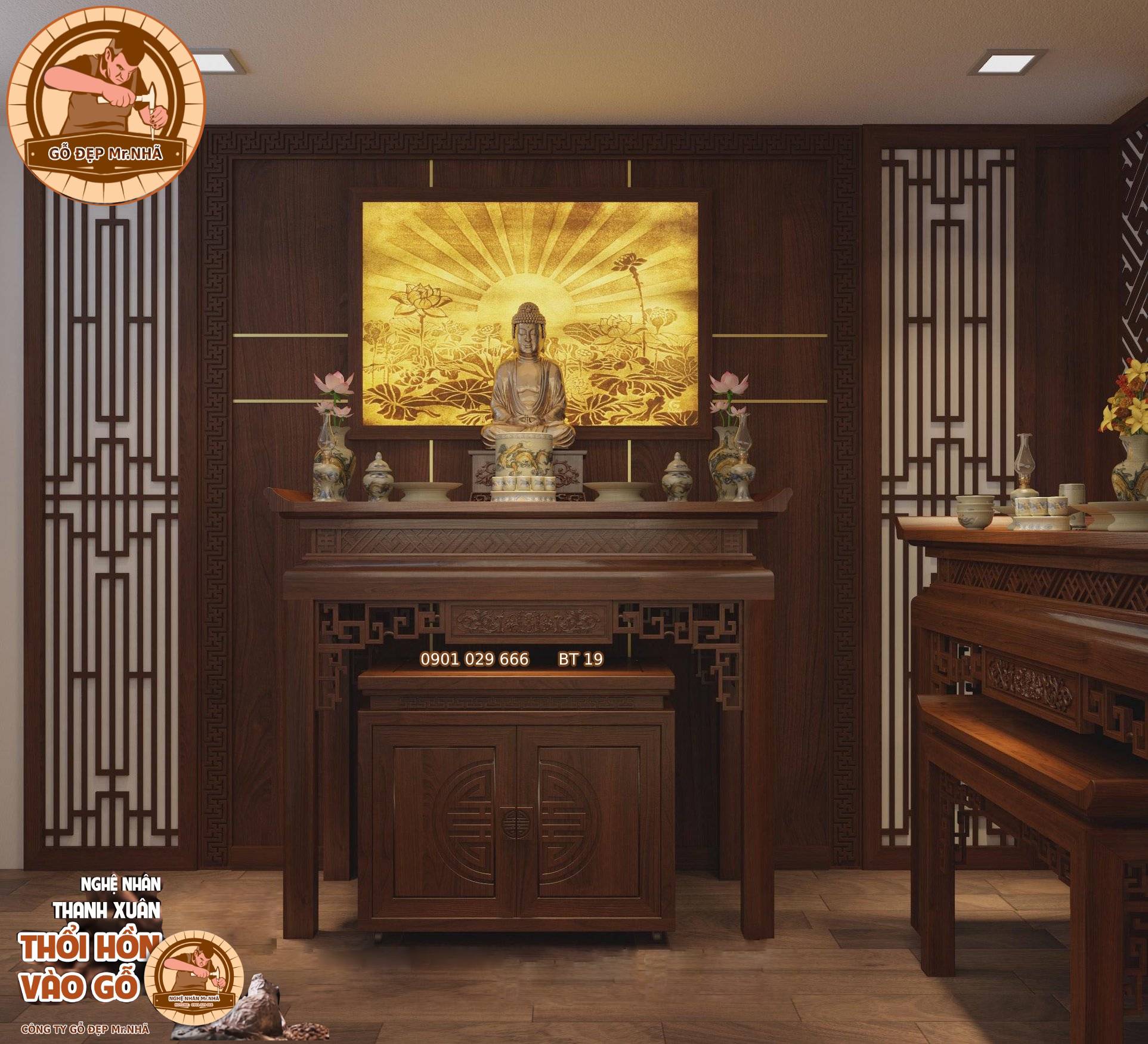 Bàn Thờ Gỗ Sồi BT 19 - Sự Lựa Chọn Hoàn Hảo