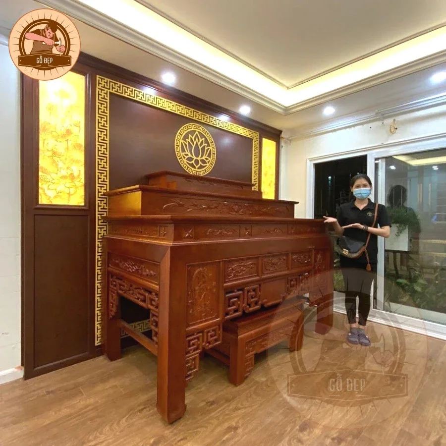 Bàn Thờ Gỗ Muồng thiết kế chuẩn phong thủy