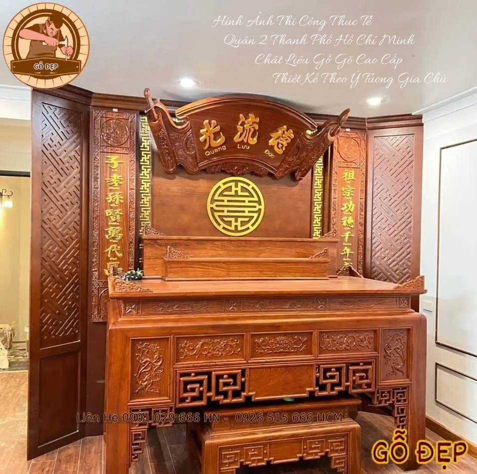 Hình ảnh bàn thờ được thi công thực tế