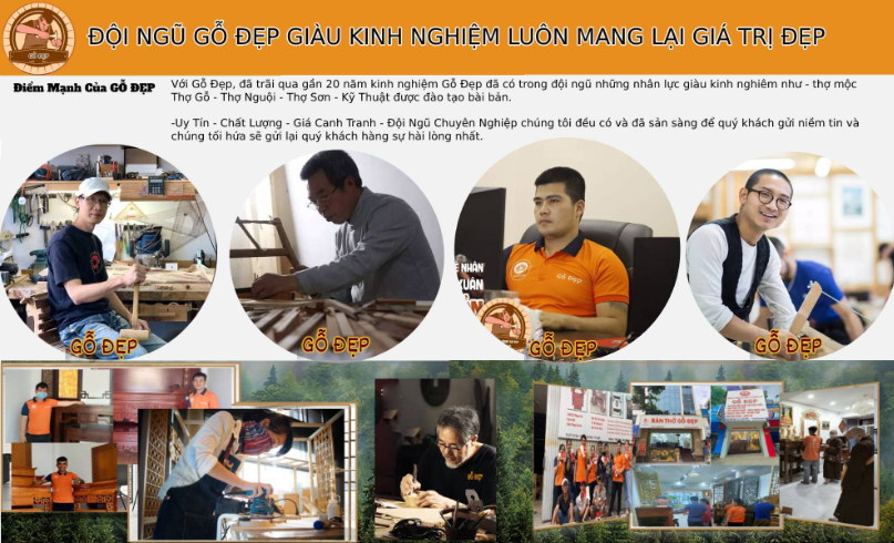 Đội ngũ nhân sự gỗ đẹp có nhiều năm kinh nghiệm trong chế tác gỗ