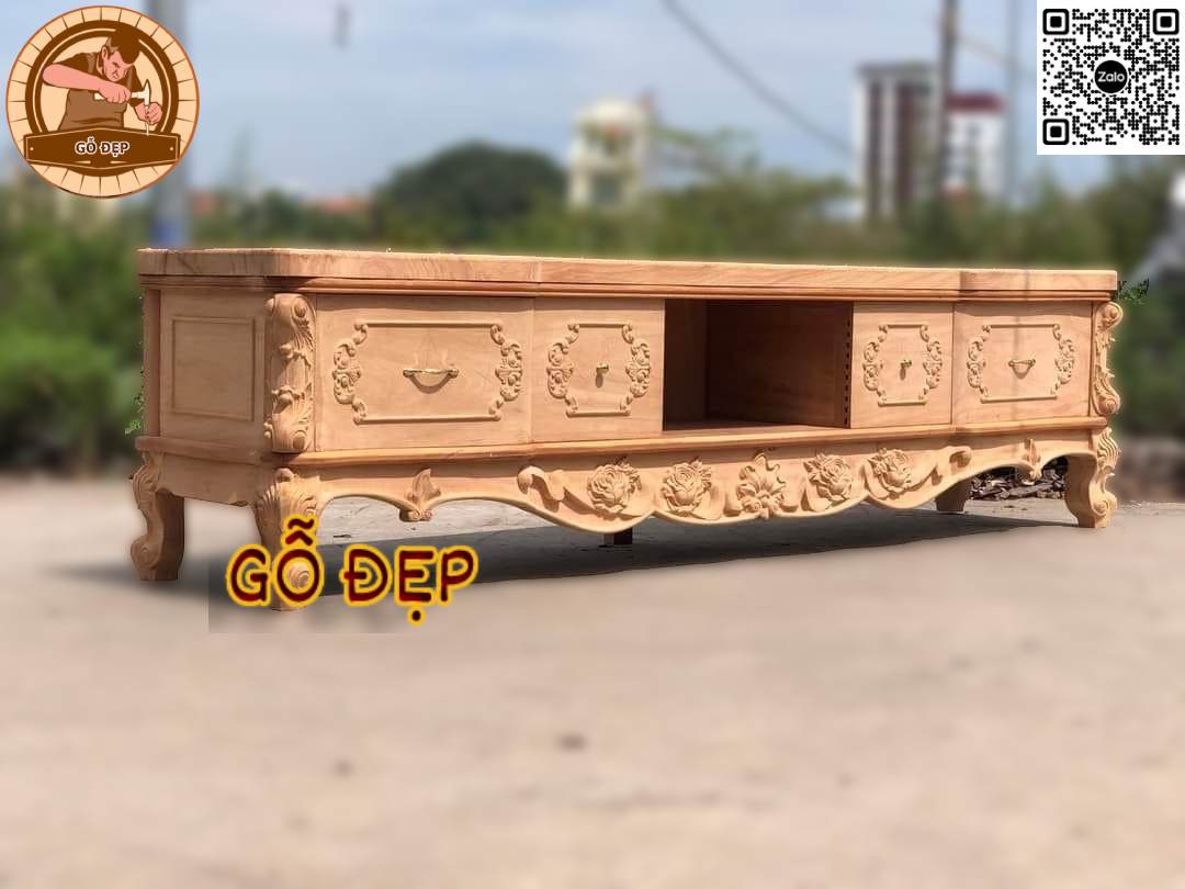 Kệ Ti Vi Kệ Louis Hoàng Gia Gỗ Gõ K 625 đẹp, hiện đại