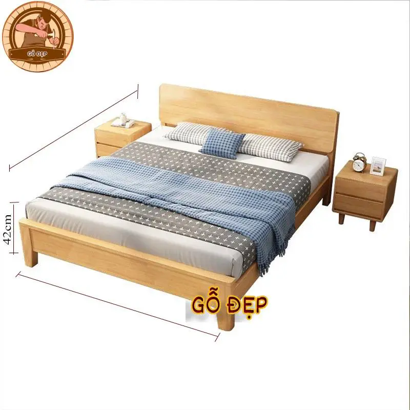 Giường ngủ gỗ óc chó thiết kế theo phong cách hiện đại đơn giản