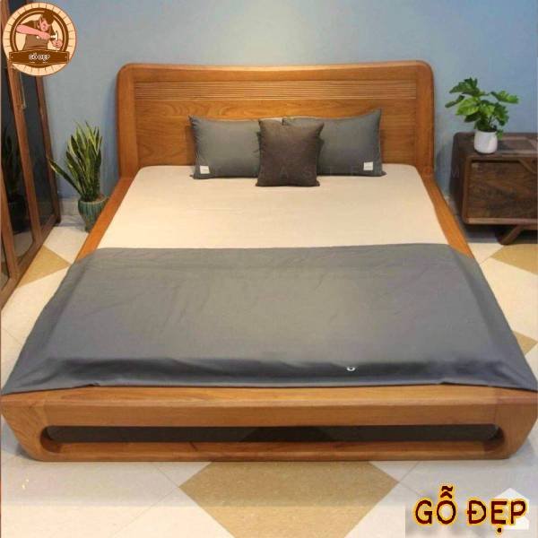 Giường gỗ đẹp kiểu Nhật chân quỳ cao cấp GN01