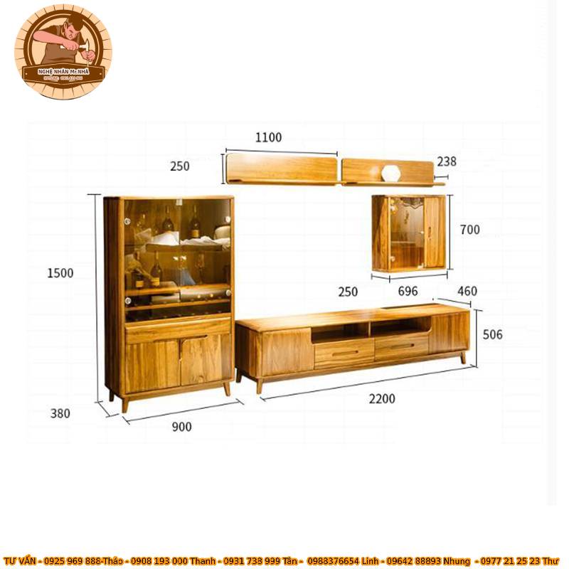 Ảnh Kệ Tivi Kết Hợp Tủ Đựng Rượu MS 35 với kích thước cụ thể
