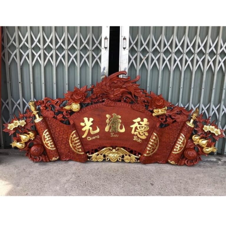 Cuốn thư câu đối gỗ đục phượng mẫu-05