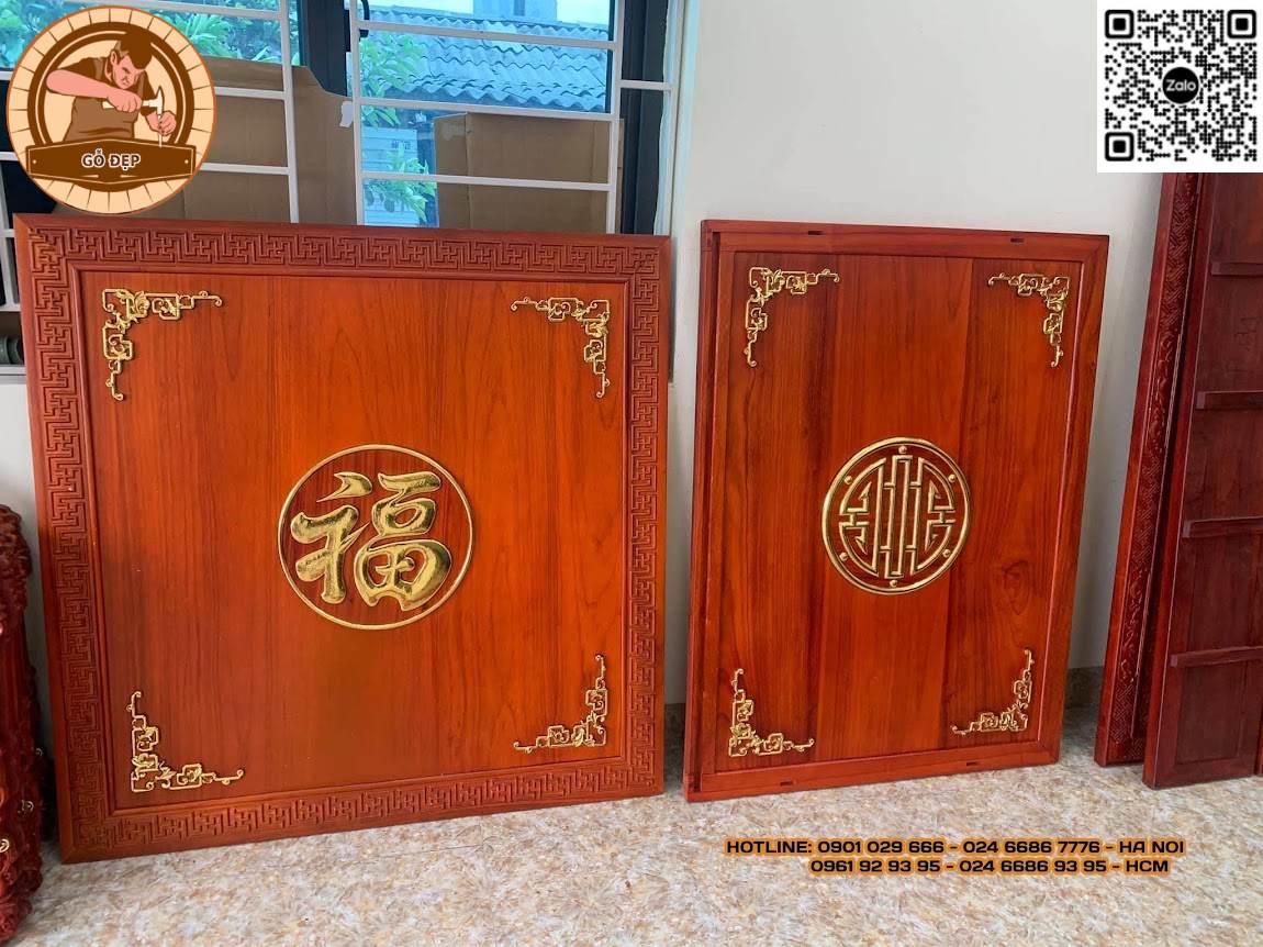 Vách trang trí hậu bàn thờ gỗ tự nhiên VT 776