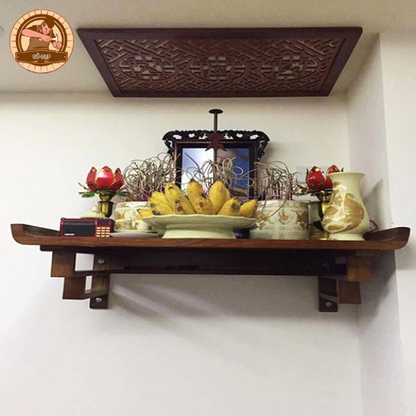 Mẫu bàn thờ treo tường đẹp đầy đủ, chuẩn phong thủy