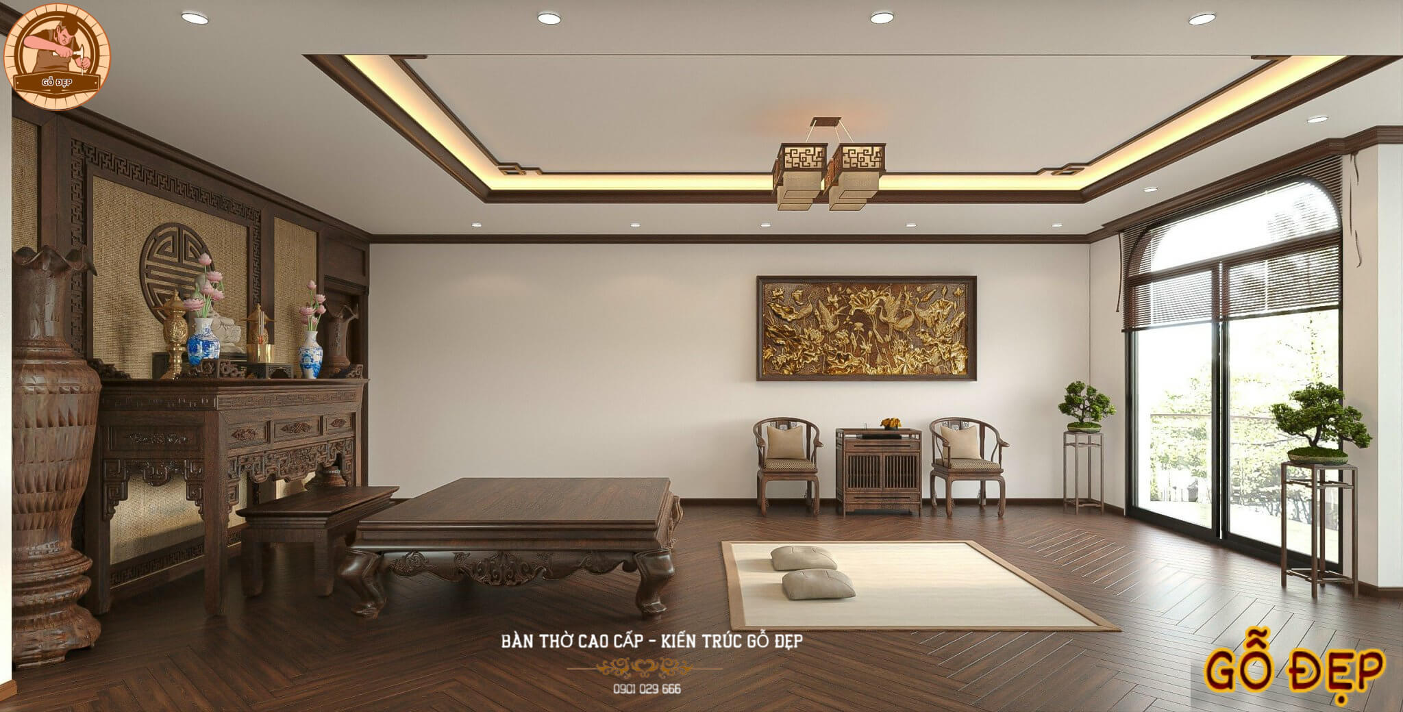 Phòng thờ gỗ óc chó PT 3182