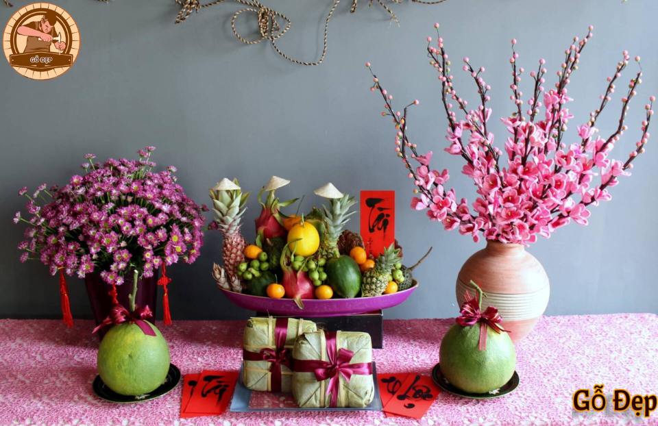 Mâm ngũ quả bàn thờ cúng gia tiên trong ngày Tết