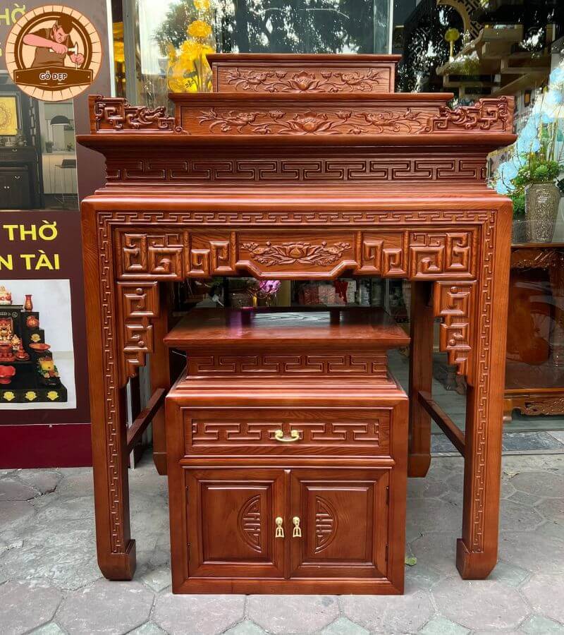 Bàn thờ tam cấp hoa sen cho bàn thờ phật