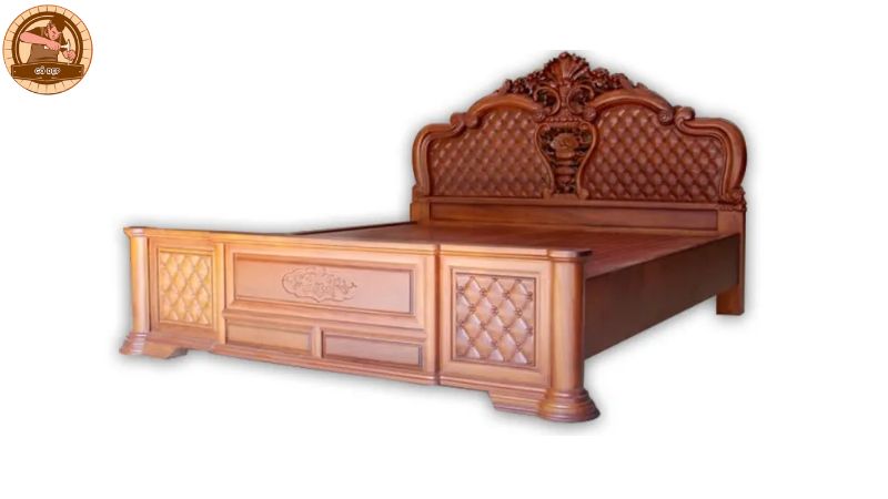 Mẫu giường làm từ gỗ phay có thiết kế đơn giản nhưng mang lại nét đẹp sang trọng