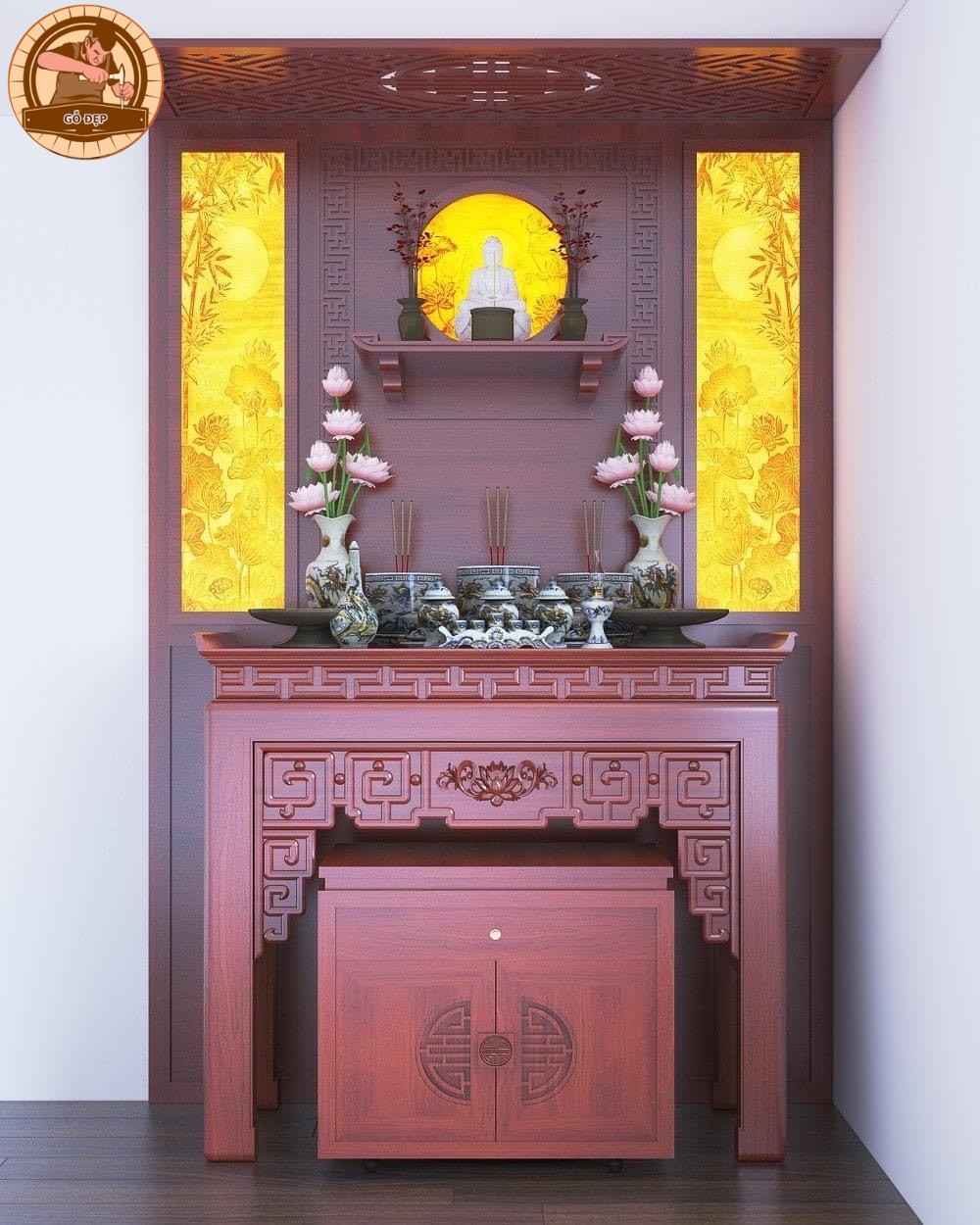 Treo ảnh Phật trên bàn thờ gia tiên