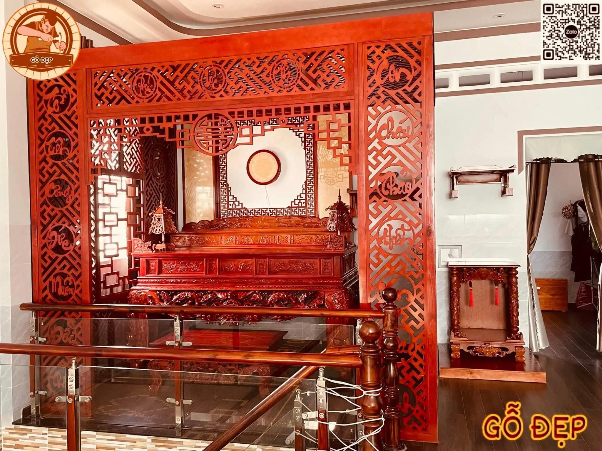 Tìm hiểu về vách ngăn bàn thờ bằng gỗ óc chó