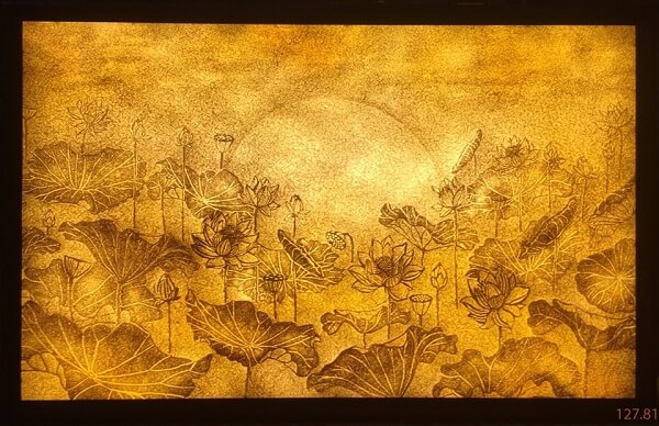 Mẫu tranh giấy dừa ( hoa sen và mặt trăng ) 21