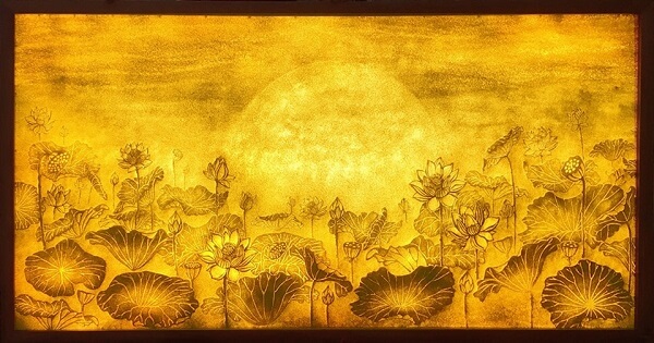 Mẫu ảnh tranh giấy dừa ( hoa sen mặt trời ) 30