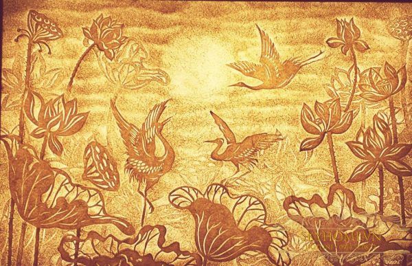 Tranh xơ dừa có nguyên liệu chính từ những cành dừa cạn