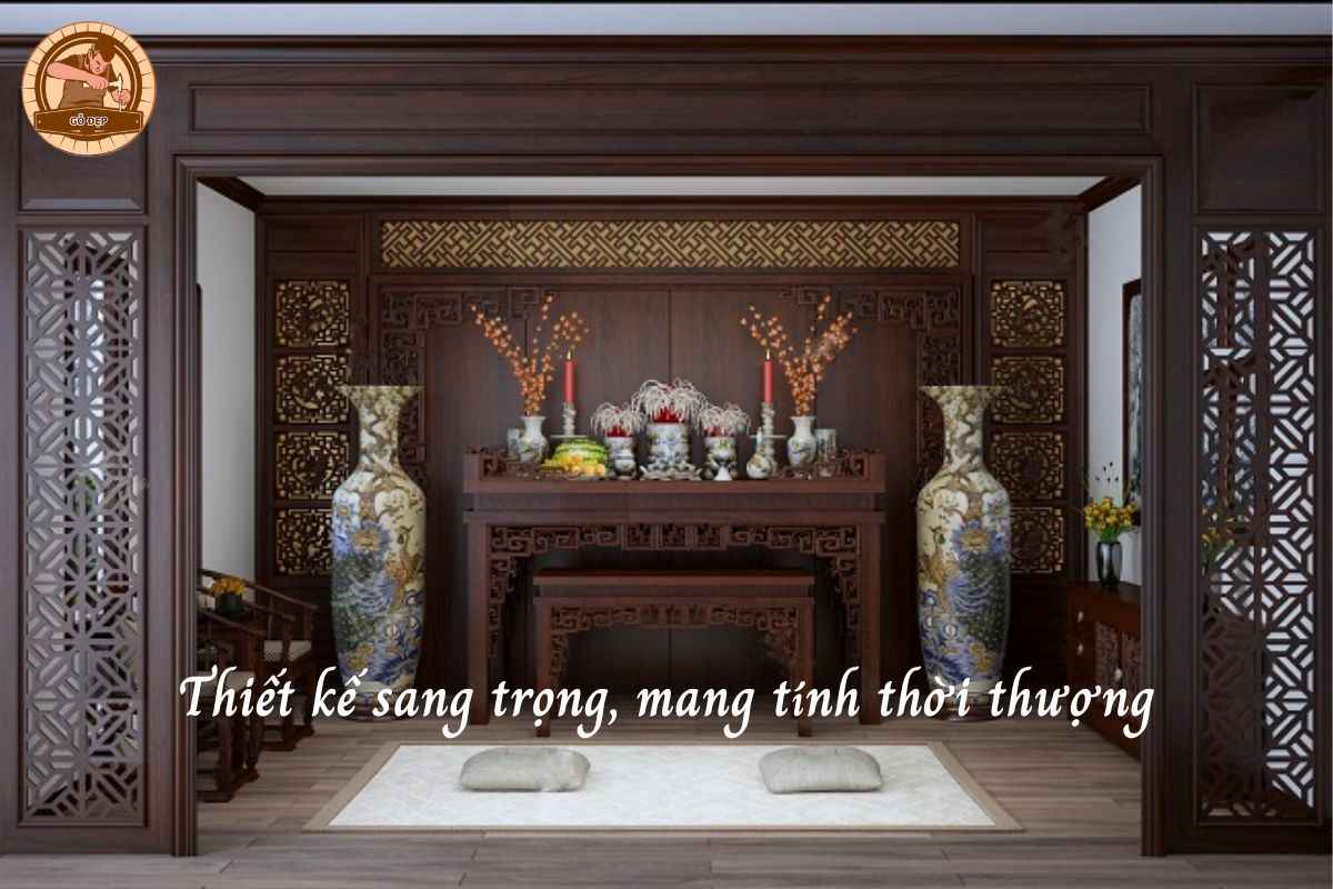 Vách ngăn phòng thờ với thiết kế sang trọng mang tính thời thượng