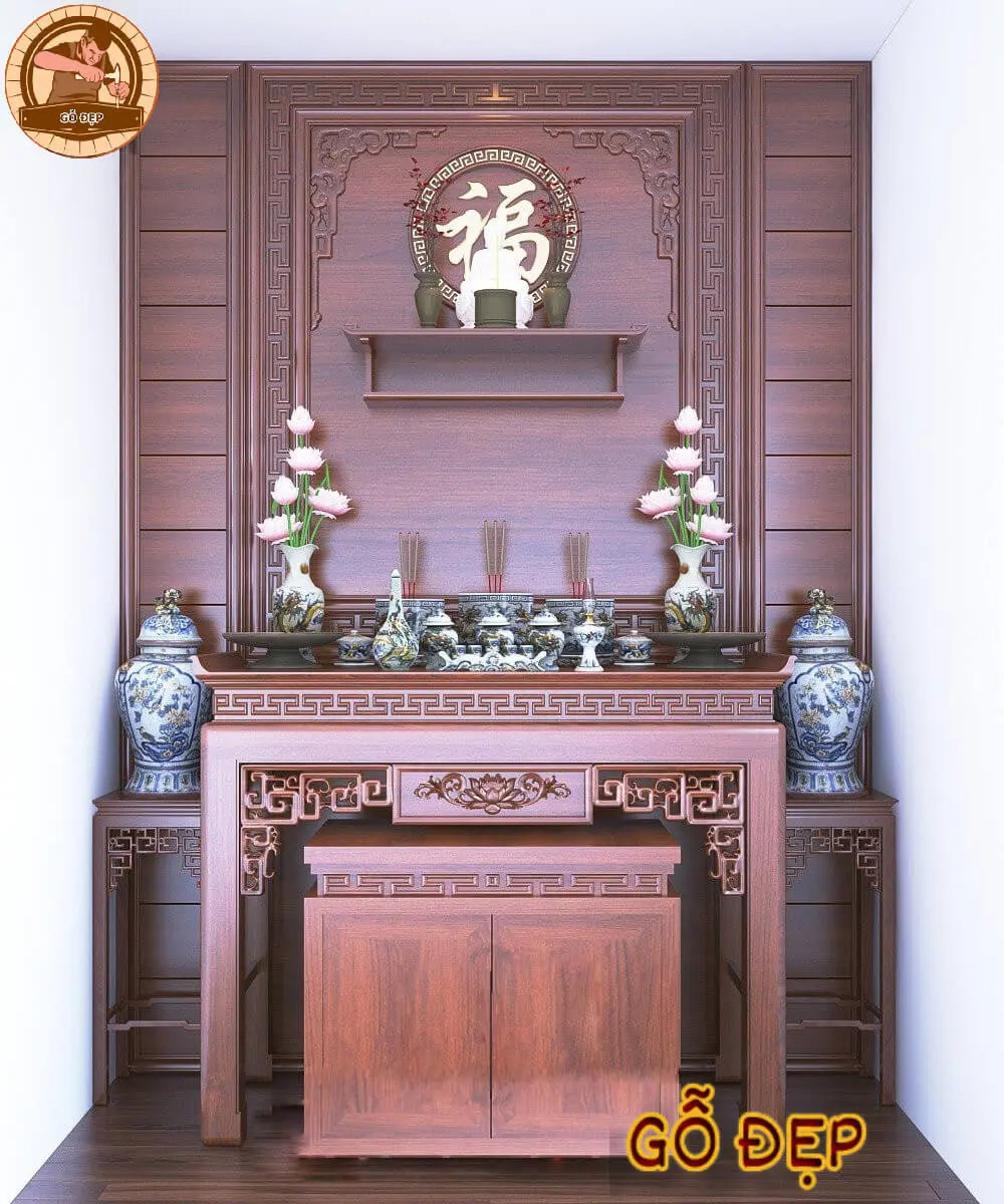 Bàn thờ gia tiên 2 tầng đơn giản đẹp
