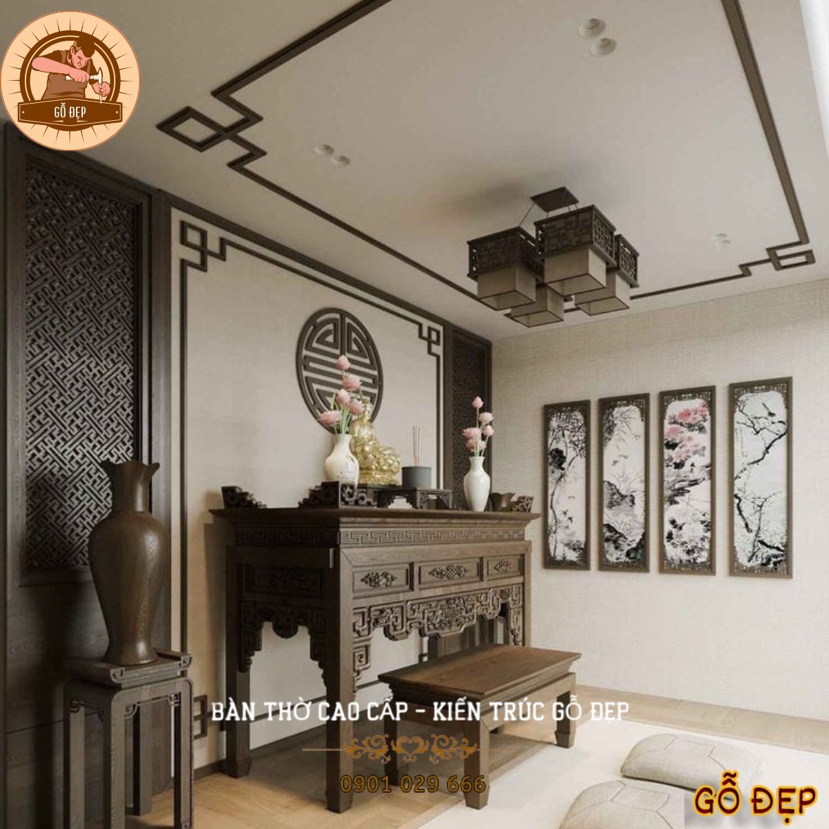 Lợi ích khi thiết kế phòng thờ bằng gỗ công nghiệp