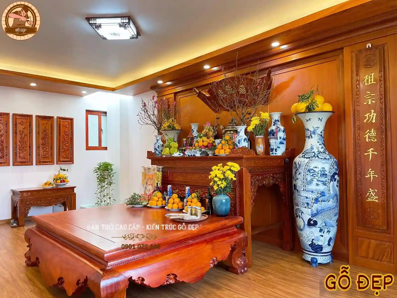 Mẫu bàn thờ gia tiên chuẩn phong thủy