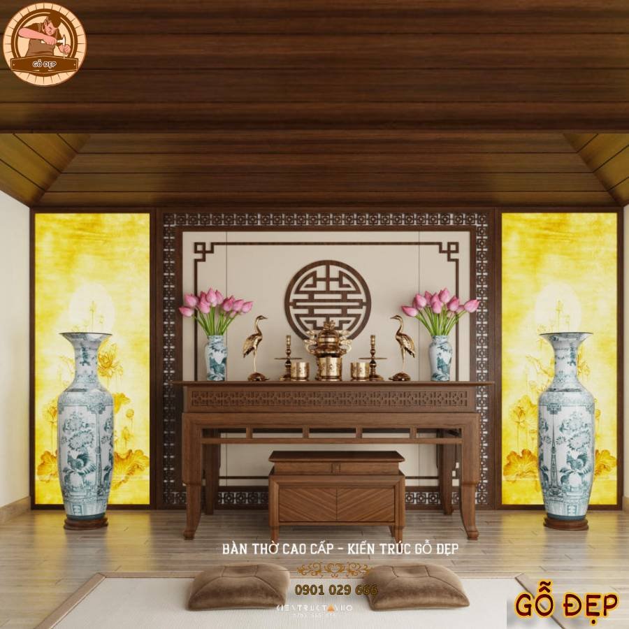 Mẫu bàn thờ truyền thống với thiết kế tinh xảo