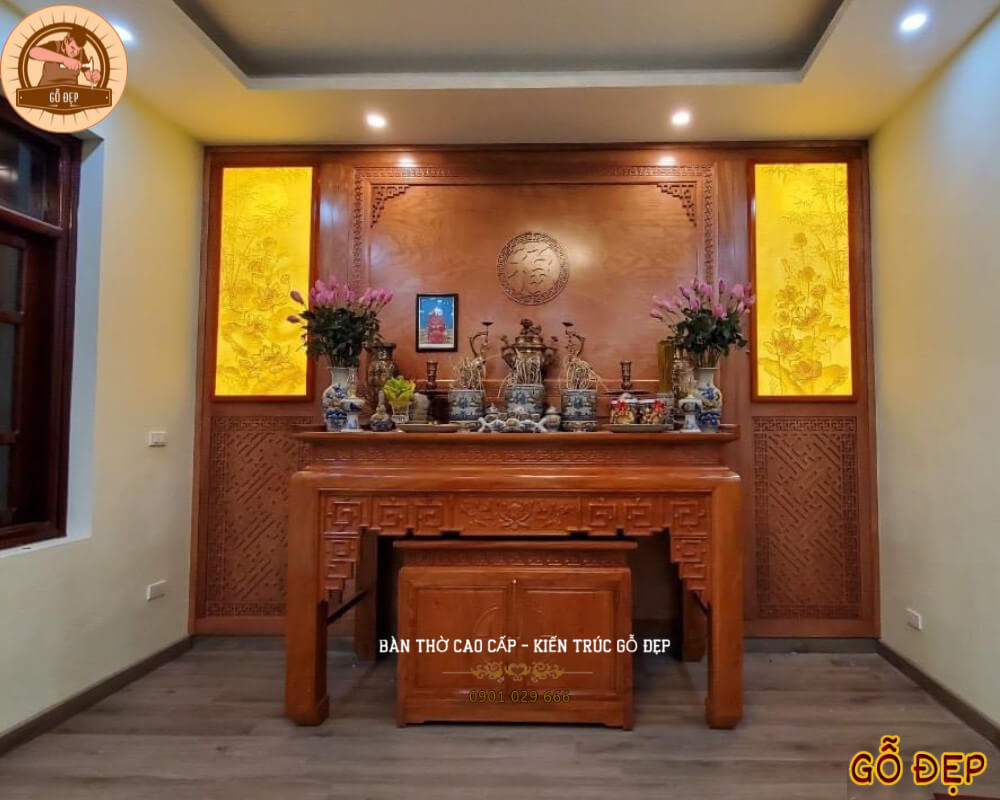 Án Gian Thờ Gỗ Mít cho nhà có không gian rộng