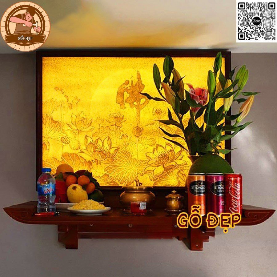 Tranh trúc chỉ hoa sen treo phòng thờ