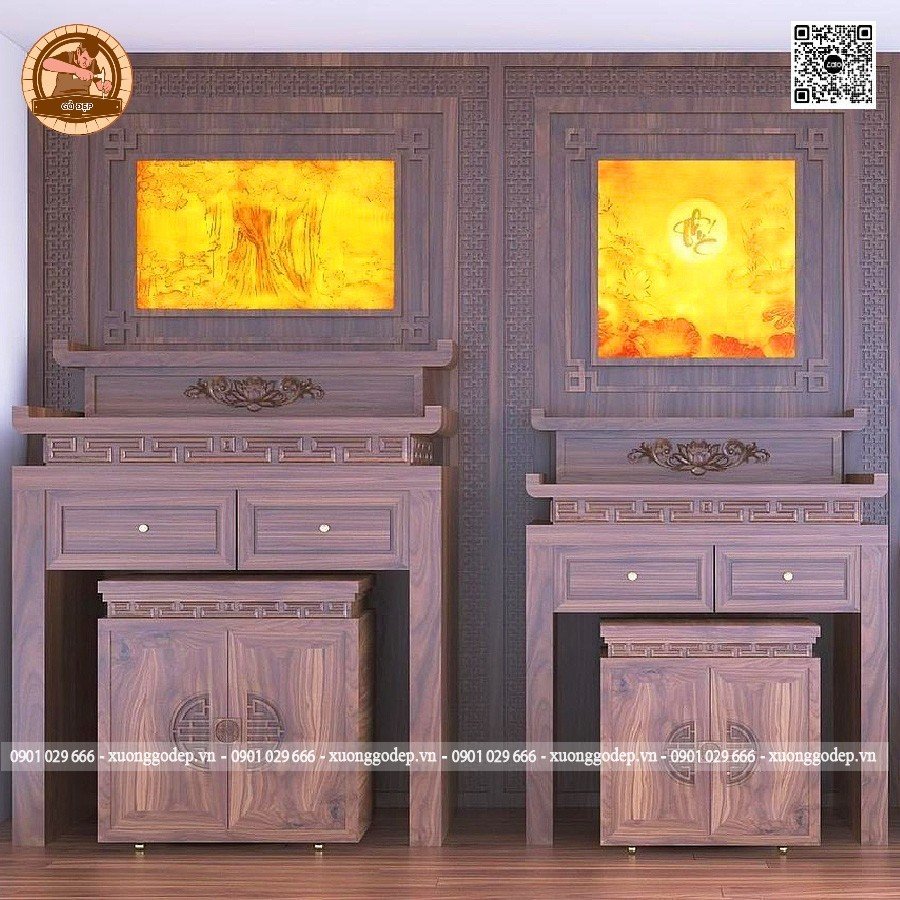 Mẫu tranh trúc chỉ TC 35 làm nổi bật không gian phòng thờ