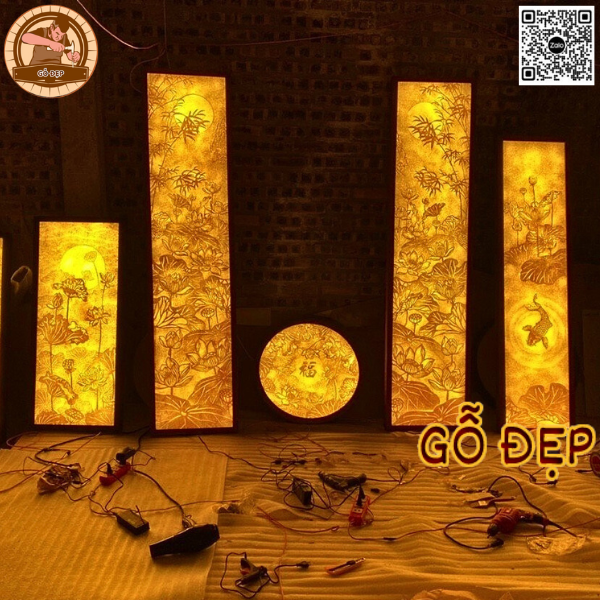 Mẫu mẫu tranh trúc chỉ hoa sen chữ phúc - Nét đẹp tâm linh