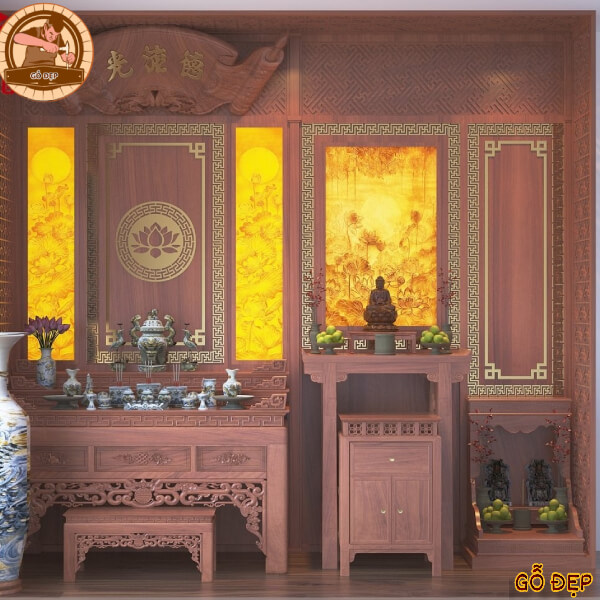 Mẫu phòng thờ phật và gia tiên nhà riêng