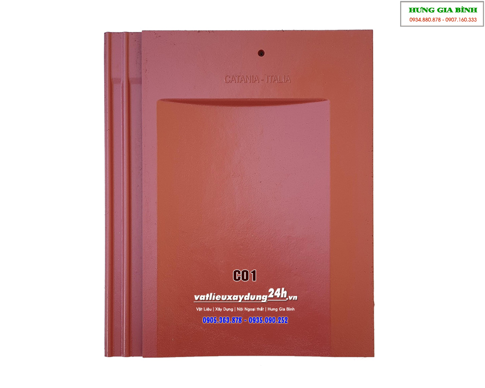 Ngói phẳng lõm Catania Italia C01 - màu đỏ
