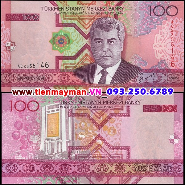 Tiền giấy Turkmenistan 100 Manat 2005 UNC