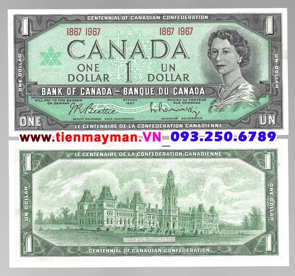 Tiền giấy Canada 1 dollar 1967 UNC