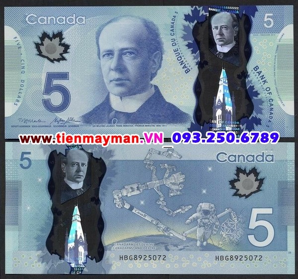 Tiền giấy Canada 5 dollar 2013