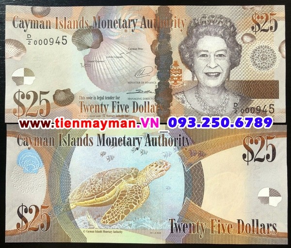 Tiền giấy Cayman 25 dollar 2011 UNC