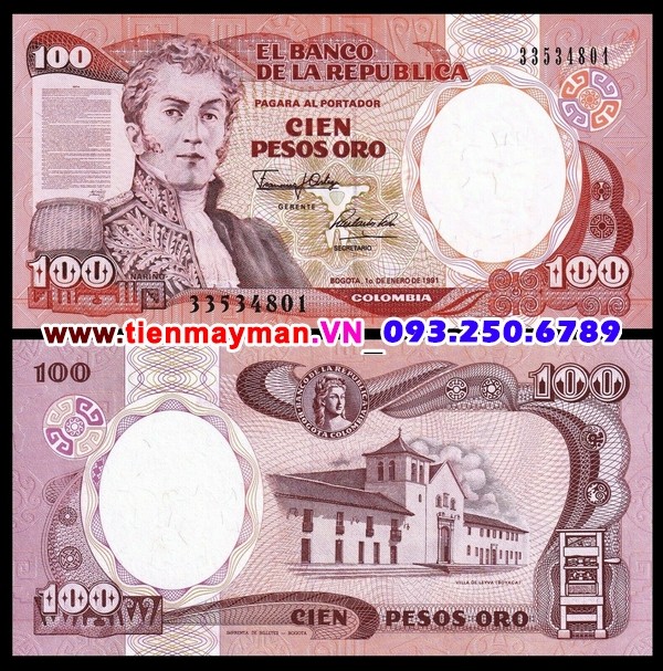 Tiền giấy Colombia 100 pesos 1991 UNC