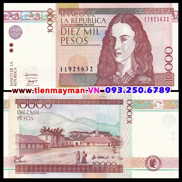 Tiền giấy Colombia 10000 Pesos 2010 UNC