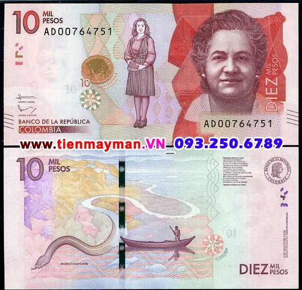Tiền giấy Colombia 10000 Pesos 2016 UNC
