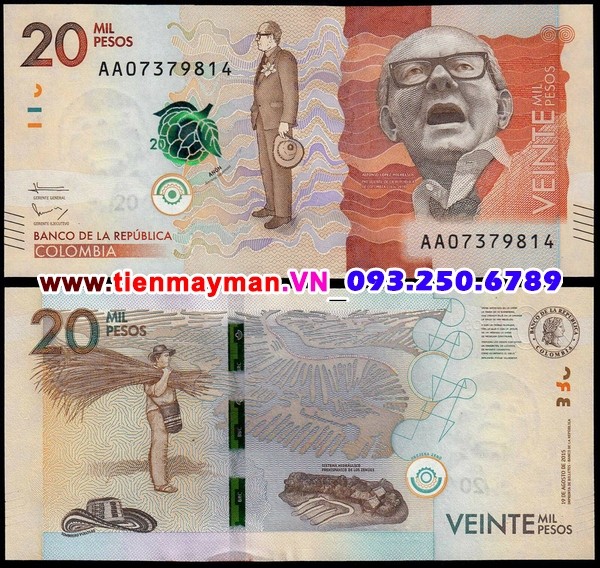 Tiền giấy Colombia 20000 Pesos 2016 UNC