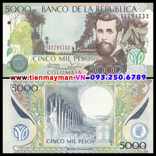 Tiền giấy Colombia 5000 Pesos 2013 UNC