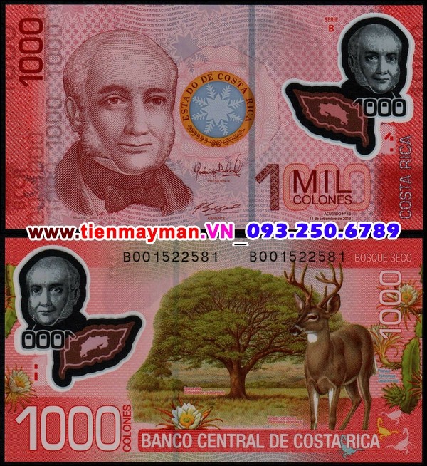 Tiền giấy Costa Rica 1000 Colones 2011 UNC polymer