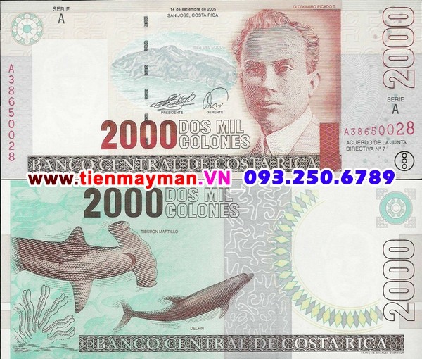 Tiền giấy Costa Rica 2000 Colones 2005 UNC