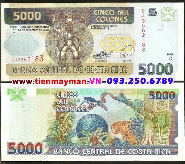 Tiền giấy Costa Rica 5000 Colones 2005 UNC