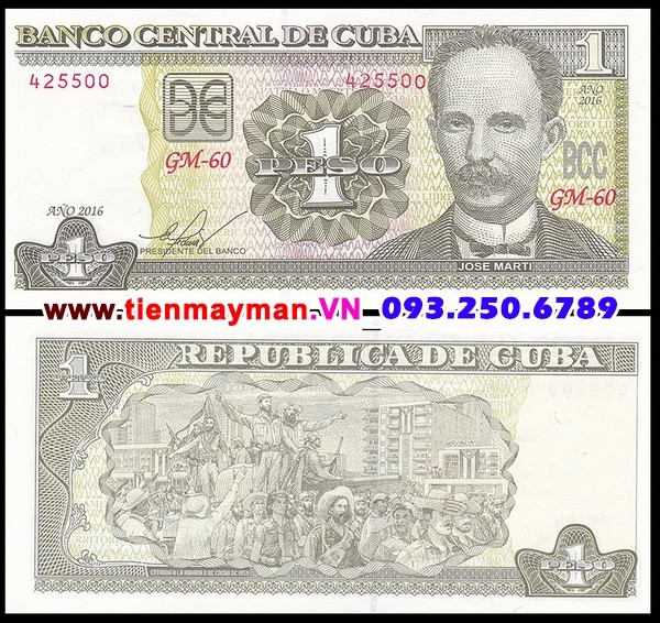 Tiền giấy Cuba 1 Pesos 2008 UNC