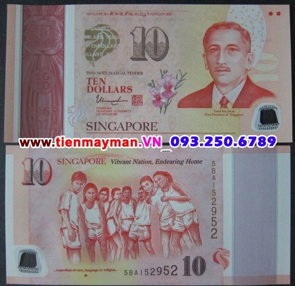 Tiền giấy Singapore 10 Dollar 2015 UNC polymer - Cơ hội cho mọi người